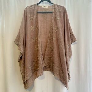 Natural Life Kimono Open Front Cardigan Boho Womens One Size O/S Embroidered